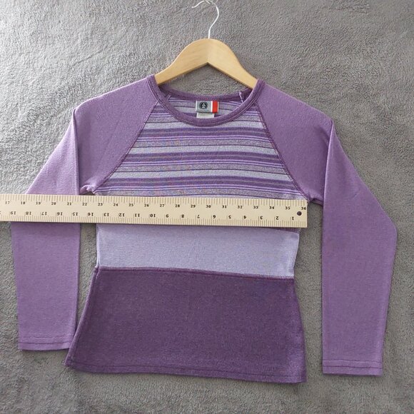 VTG Arizona Jean Company Long Sleeve Colorblock Top – Purple – Girl Size 10/12 - Picture 3 of 5